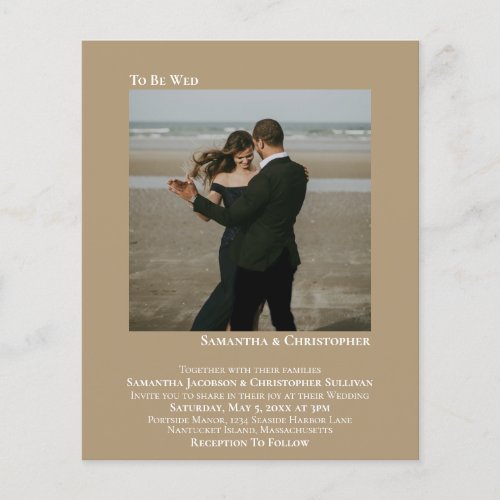 Minimalist Photo Tan BUDGET Wedding Invitation