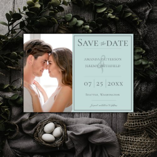 Minimalist Photo  Teal Save the Date