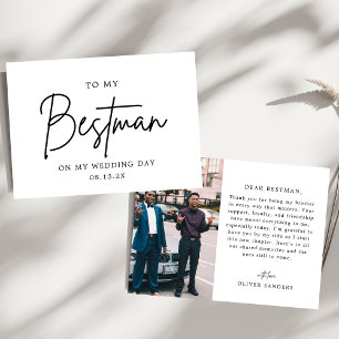 Minimalist Photo To My Bestman On My Wedding Day Thank You Card