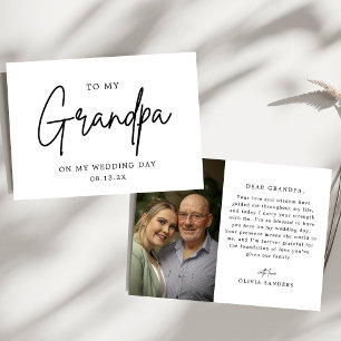 Minimalist Photo To My Grandpa On My Wedding Day Thank You Card