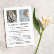 Minimalist Photo Twins In Loving Memory Service