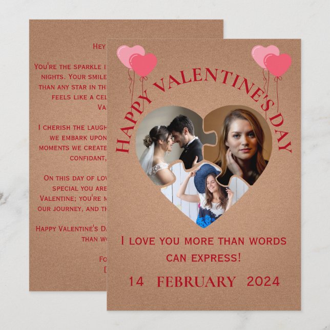 Minimalist Photo Valentine's Day Card (Front/Back)