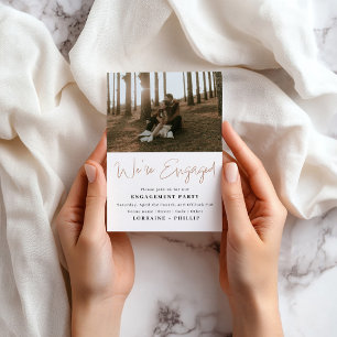 Minimalist photo We’re Engaged Party announcement