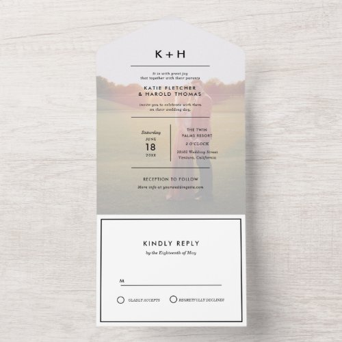 Minimalist Photo Wedding All In One Invitation