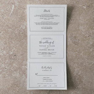 Minimalist Photo Wedding All In One Tri-Fold Invitation
