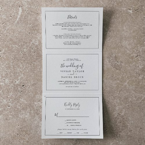 Minimalist Photo Wedding All In One Tri_Fold Invitation