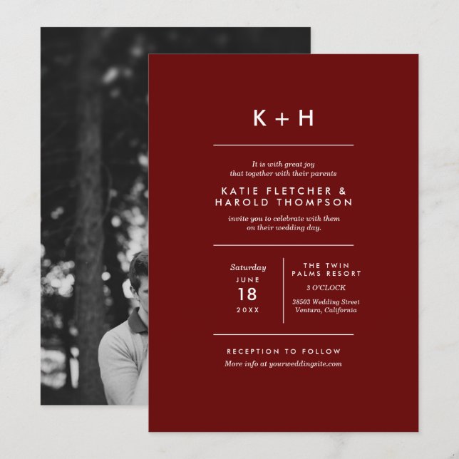 Minimalist Photo Wedding Invitation (Front/Back)