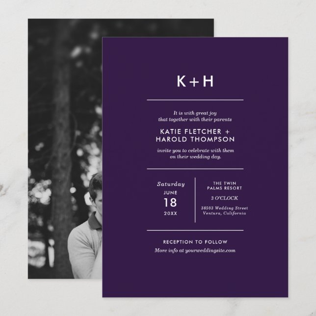 Minimalist Photo Wedding Invitation (Front/Back)