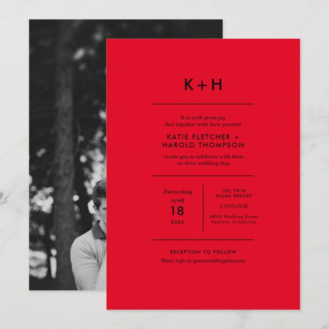 Minimalist Photo Wedding Invitation (Front/Back)