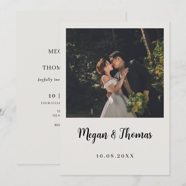 Minimalist photo wedding  invitation (Front/Back)