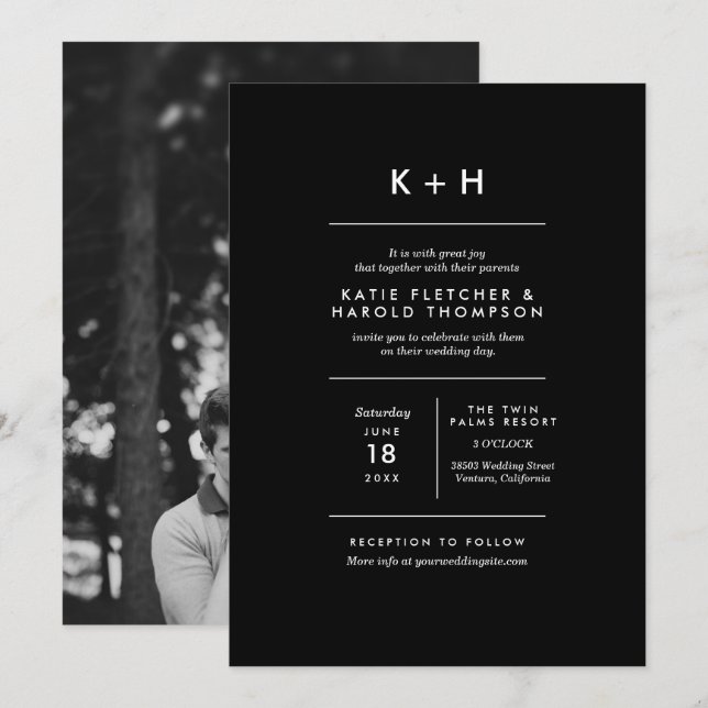 Minimalist Photo Wedding Invitation (Front/Back)
