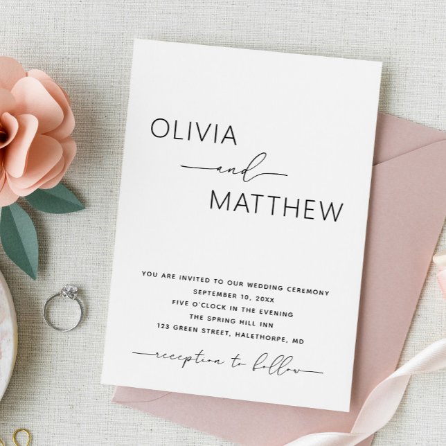 Minimalist Photo Wedding + QR Code | Black & White Invitation (Creator Uploaded)