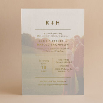 Minimalist Photo Wedding Real Gold Foil Invitation by origamiprints at Zazzle