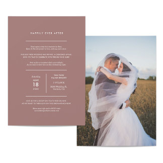 Minimalist Photo Wedding Reception Invitation