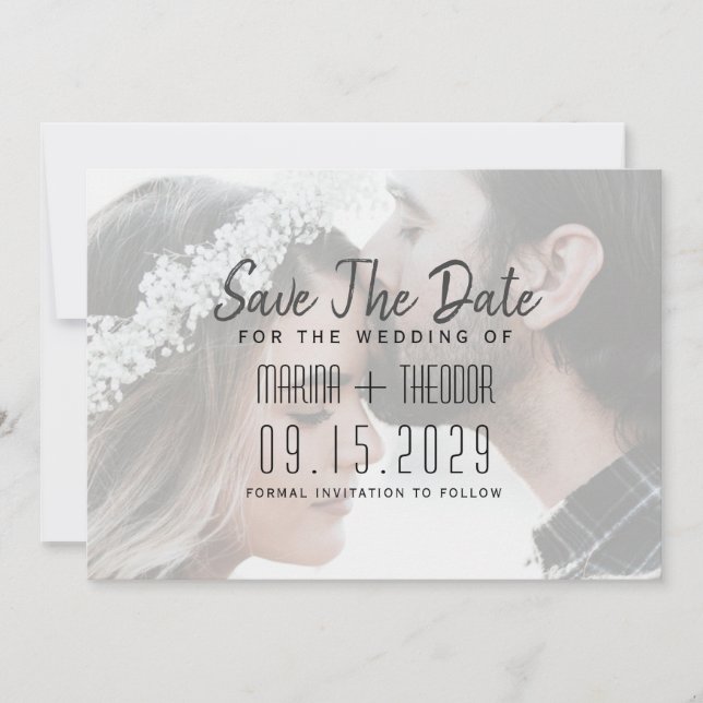 Minimalist Photo Wedding Save the Date (Front)