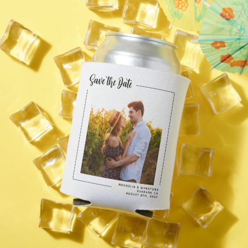 Minimalist Photo Wedding Save the Date  Can Cooler