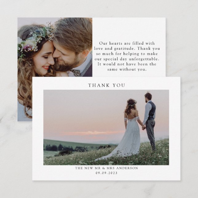 Minimalist Photo Wedding Thank You Card (Front/Back)