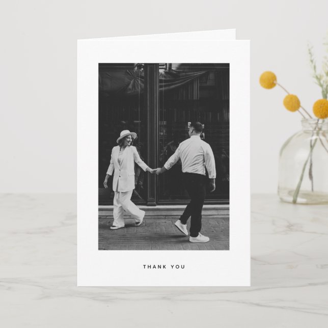 Minimalist Photo Wedding  Thank You Card (Front)