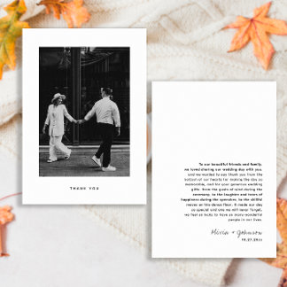 Minimalist Photo Wedding Thank You Card