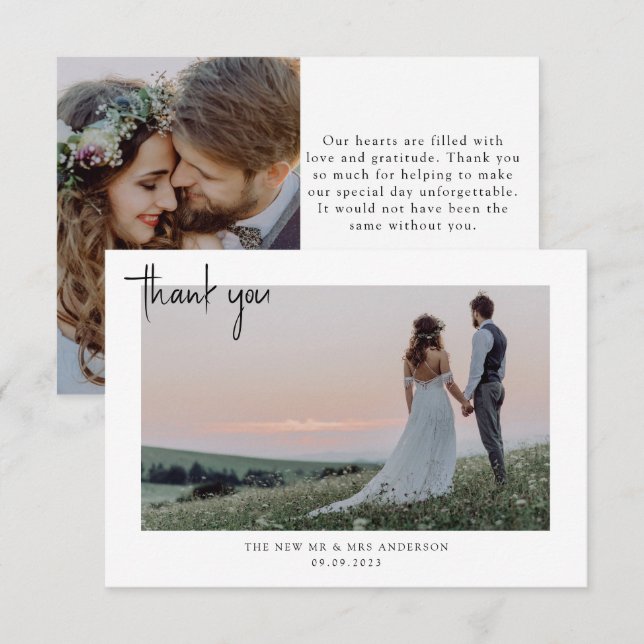 Minimalist Photo Wedding Thank You Card (Front/Back)