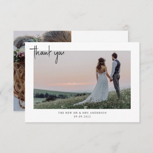 Minimalist Photo Wedding Thank You Card