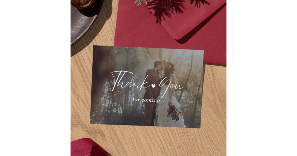 Minimalist Photo Wedding Thank You Card with Scrip | Zazzle