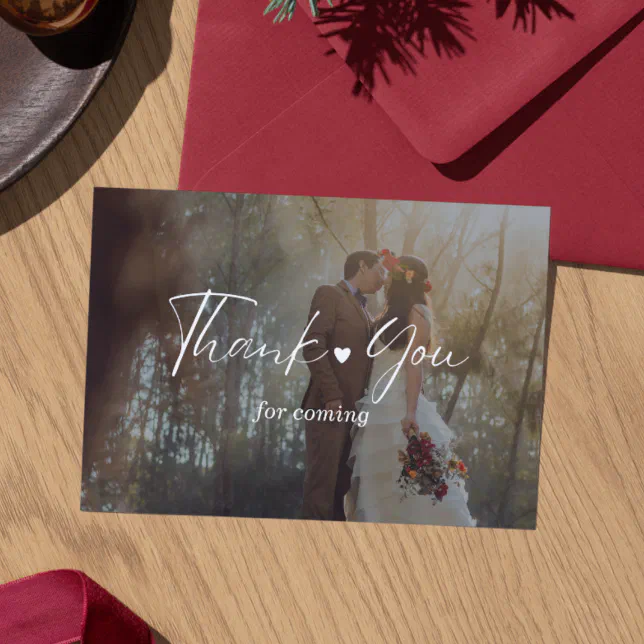 Minimalist Photo Wedding Thank You Card with Scrip | Zazzle