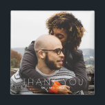 Minimalist Photo Wedding Thank You Magnet<br><div class="desc">Say thank you in a unique and lasting way with this Minimalist Photo Wedding Thank You Magnet. Designed as a modern keepsake, this personalized magnet features a clean, minimalist design that showcases one of your favorite photos along with a simple, heartfelt message of gratitude. Perfect for wedding favors, this magnet...</div>