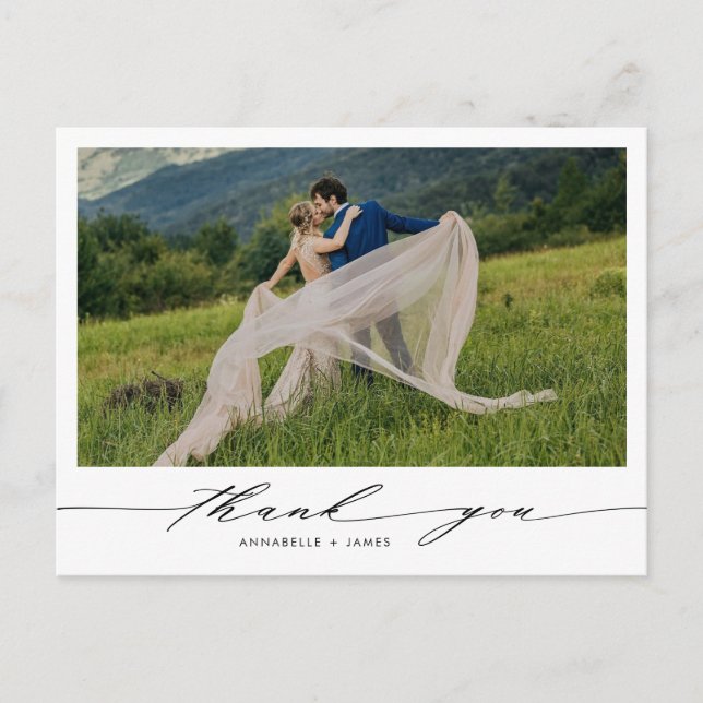 Minimalist Photo Wedding Thank You Postcard (Front)