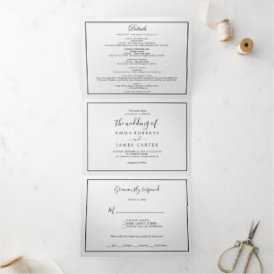 Minimalist Photo Wedding Tri-Fold Invitation