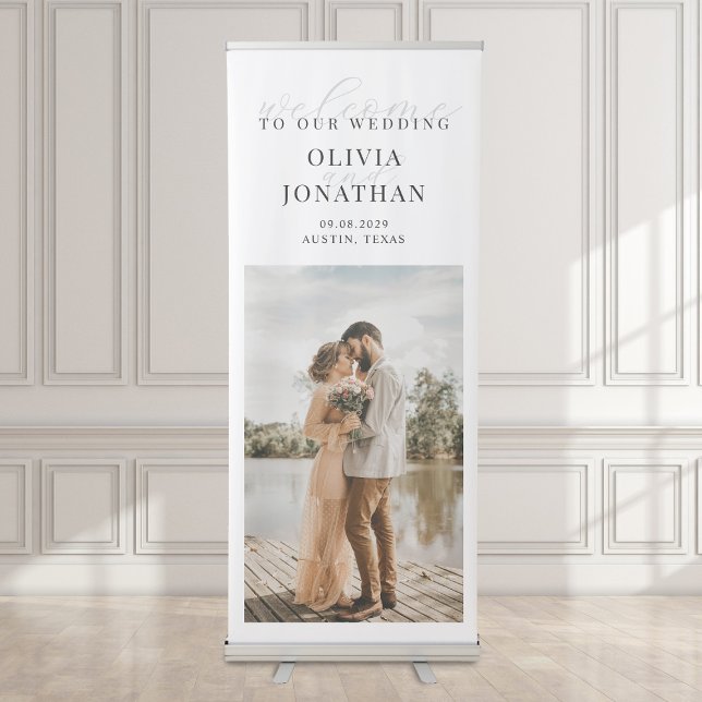 Minimalist Photo Welcome To Our Wedding Retractable Banner (Creator Uploaded)