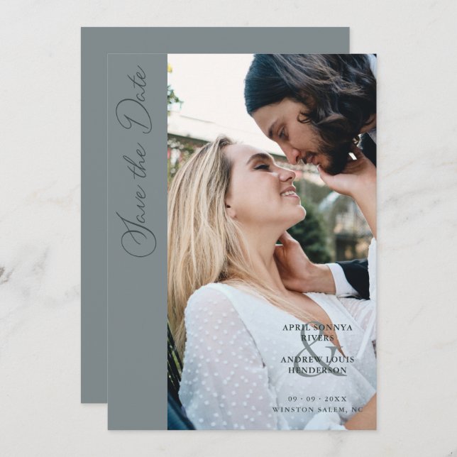 Minimalist Photo Whimsical Typography Save The Date (Front/Back)