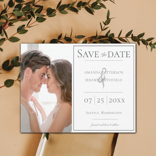 Minimalist Photo  White Save the Date