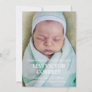 Minimalist Photo + White Text Baby Blessing