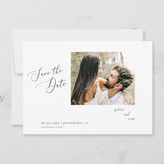 Minimalist Photo White Wedding Save the Date II Invitation (Front)