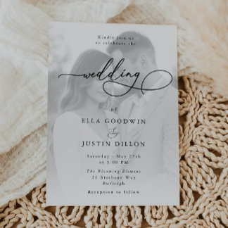 Minimalist Photo with Elegant Script Wedding Invitation