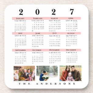 Minimalist Photo Yearly 2027 Calendar Keepsake Beverage Coaster