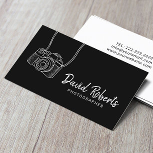 Minimalist Photographer Camera Black Photography B Business Card