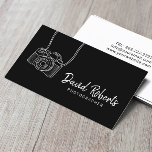 Customizable Minimalist Photographer Camera Black Photography B Business Card