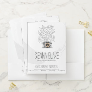 Minimalist Photographer Camera Client Welcome Pocket Folder