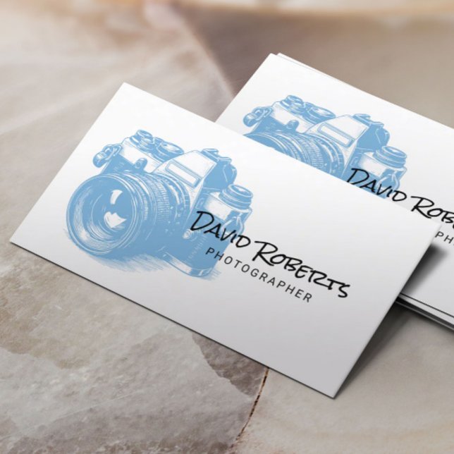 Minimalist Photographer Camera Drawing Photography Business Card (Creator Uploaded)