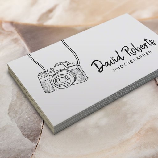 Customizable Minimalist Photographer Cute Camera Photography Business Card