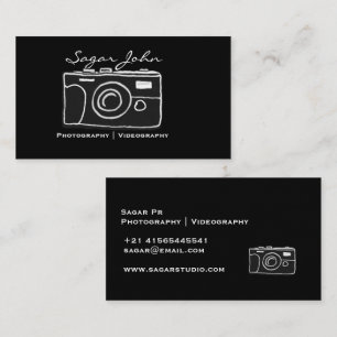 Minimalist Photographer Videographer Hand Drawn Business Card