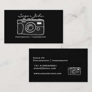 Minimalist Photographer Videographer Hand Drawn  Business Card