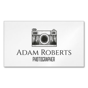 Minimalist Photographer Vintage Camera Business Card Magnet