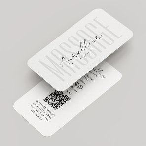 Minimalist Physical Massage Therapist Clean White  Business Card