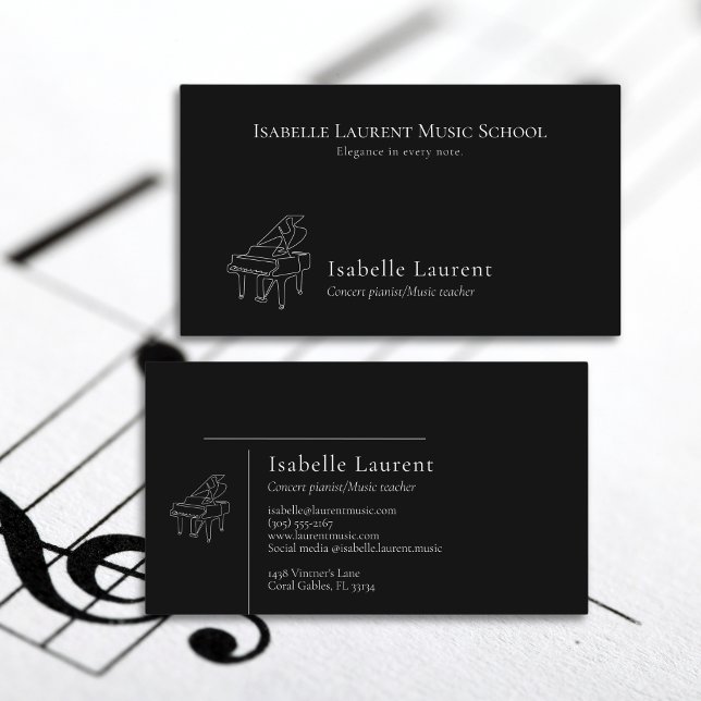 Minimalist pianist music teacher business card (Creator Uploaded)