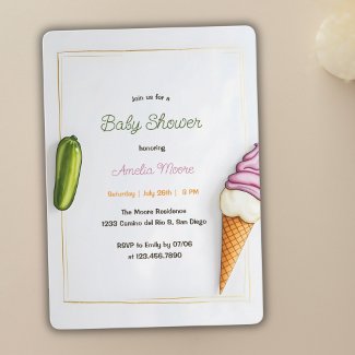 Minimalist Pickles and Ice Cream Baby Shower