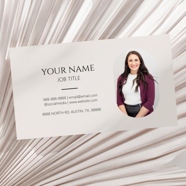 Minimalist Picture Photo Professional Modern Beige Business Card (Creator Uploaded)