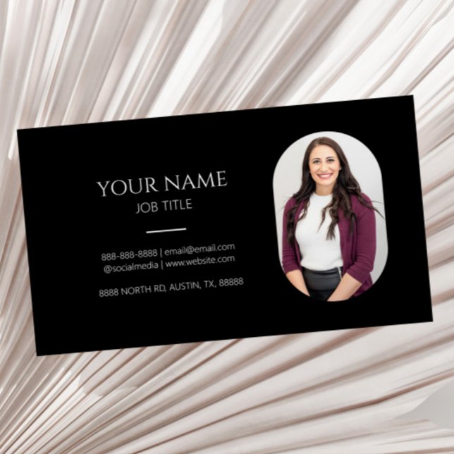 Minimalist Picture Photo Professional Modern Black Business Card (Creator Uploaded)